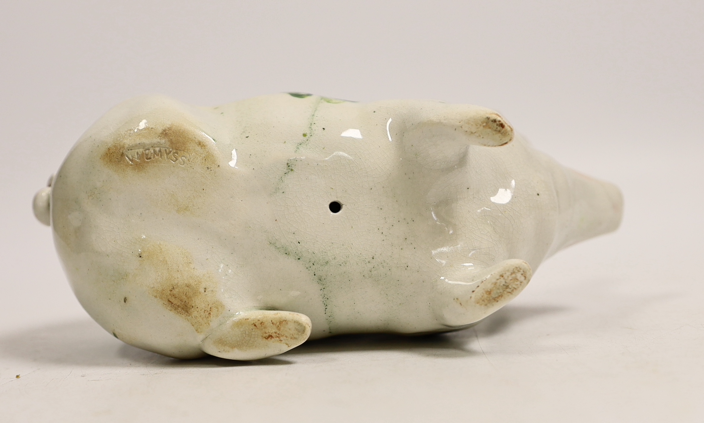 A Wemyss plain green clover pig, 15cm